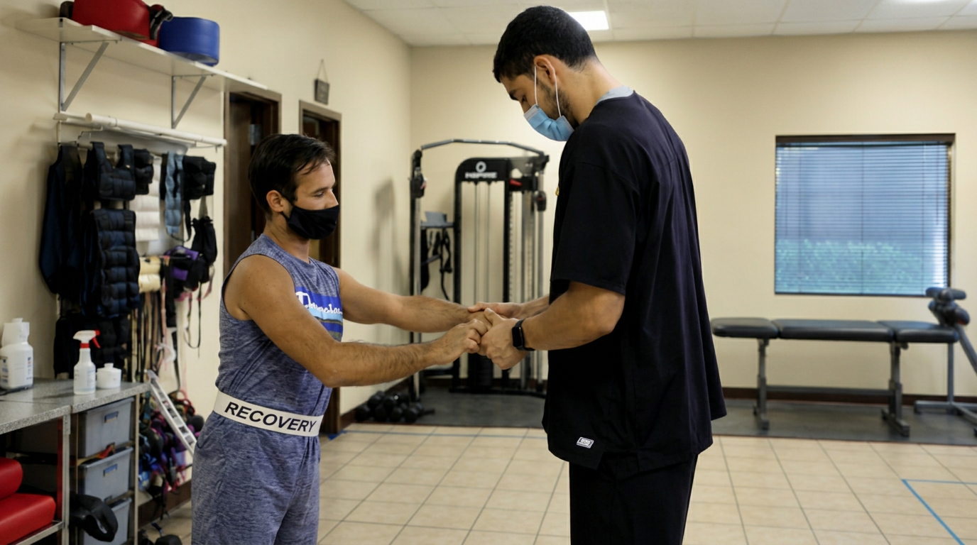 Therapist greeting a patient at West Texas Therapeutic Services in El Paso